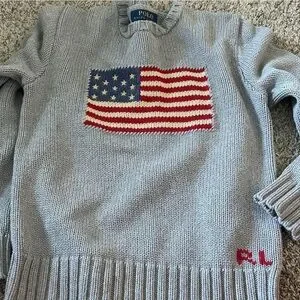 Polo by Ralph Lauren Blue Sweater with American Flag